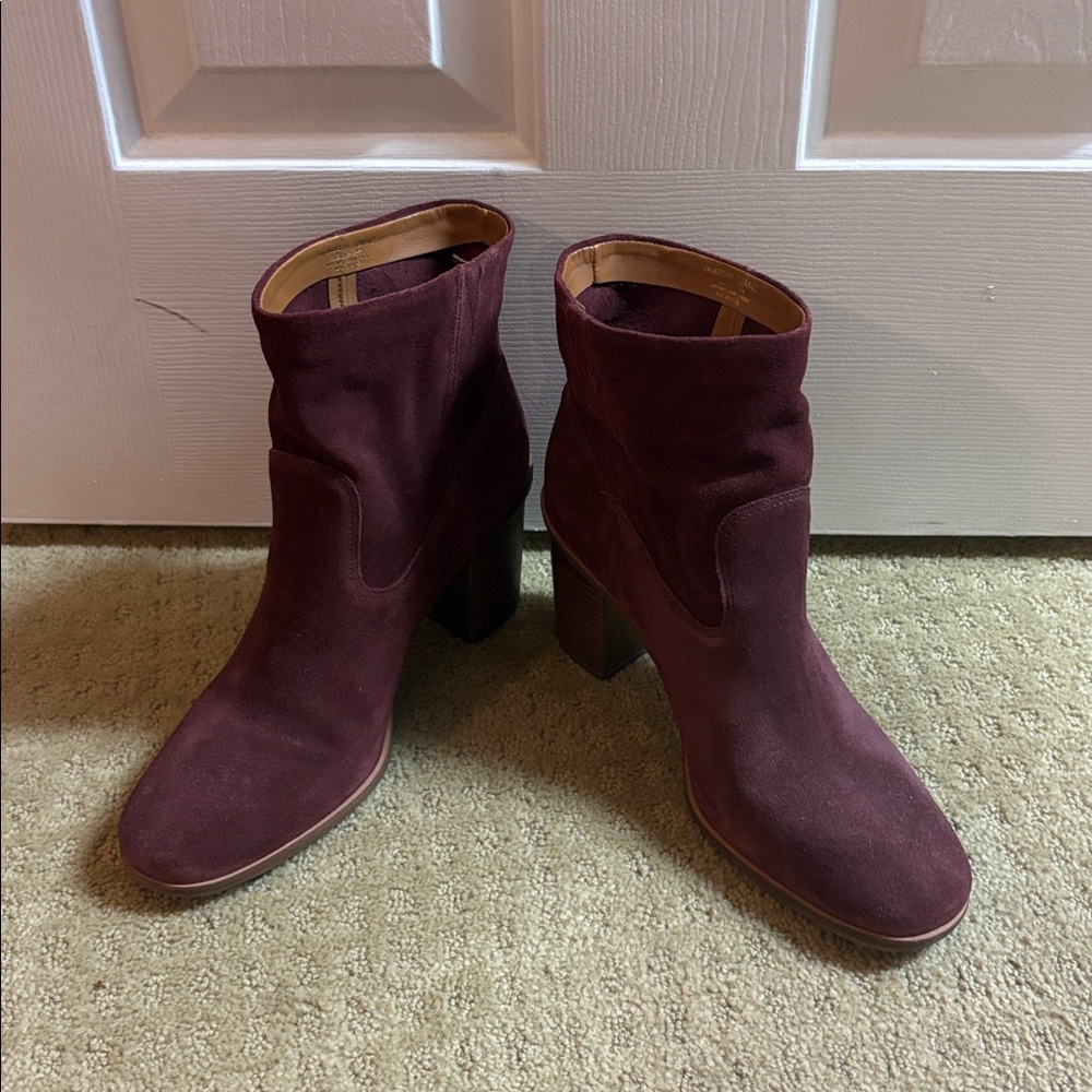 Lucky Brand Maroon Suede Ankle Boots